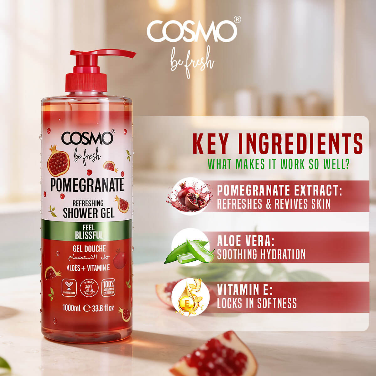 Be Fresh Pomegranate Shower Gel 1000ML product image 5